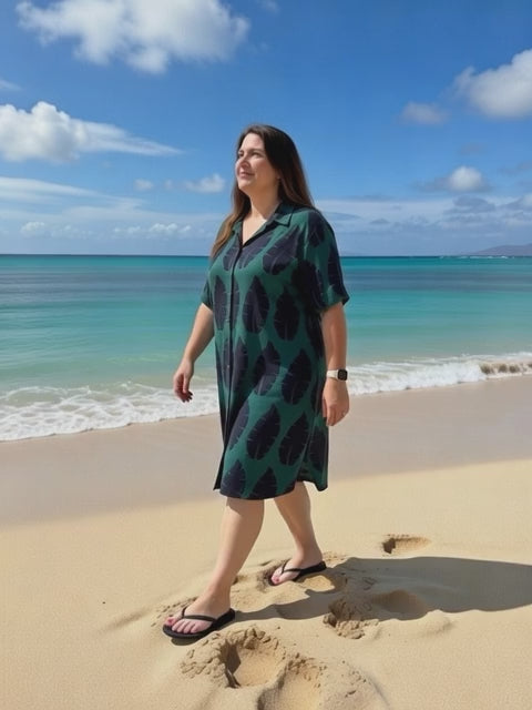 Rayon Button-Down Shirt Dress