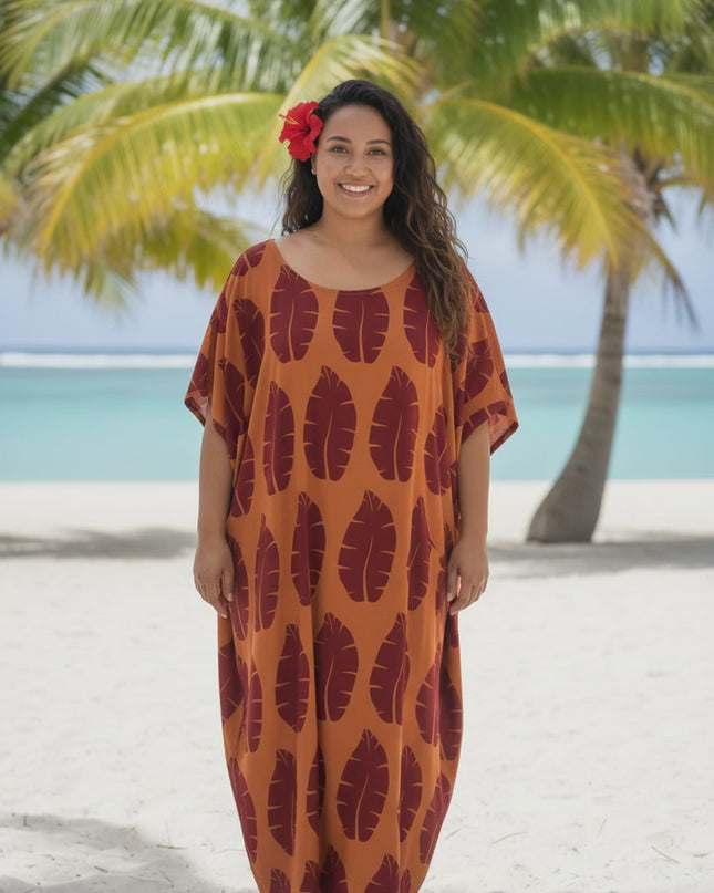 Island Leaf Rayon Maxi Dress