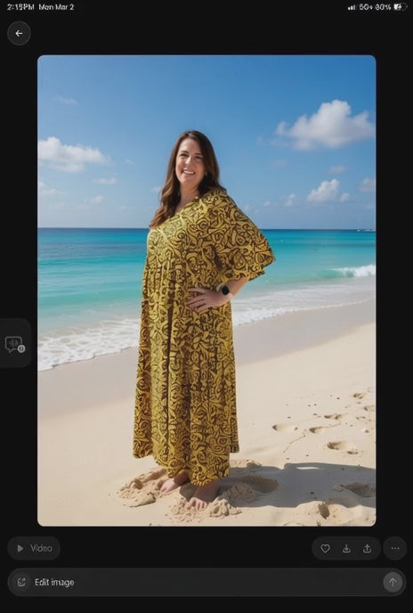 Rayon V-Neck Midi Dress