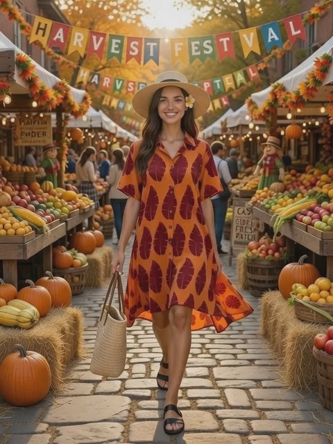 Rayon Button-Down Shirt Dress