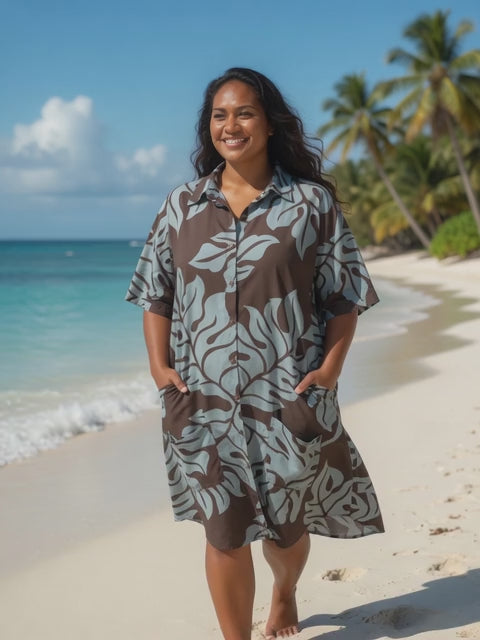 Tropical Breeze Rayon Shirt Dress