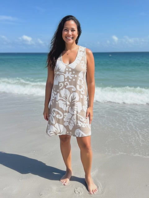 Island Breeze Sleeveless Hibiscus Dress