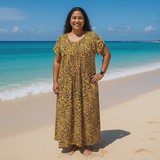 V-NECK GEOMETRIC PRINT  LONG DRESS