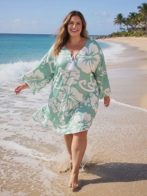 Tropical Breeze Rayon Kaftan - Plus Size Beach Dress
