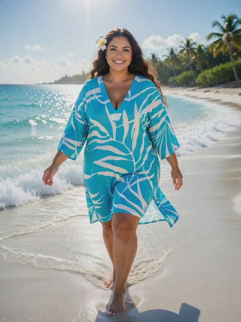 Island Luxe Plus Size Rayon V-Neck Dress