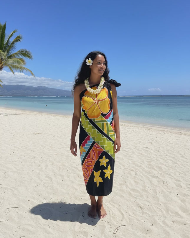 Tropical Floral Rayon Sarong - Lightweight Beach Wrap