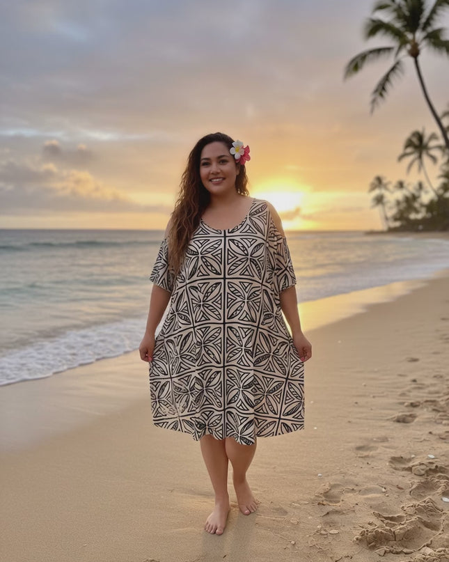 Island Geo Cold-Shoulder Dress