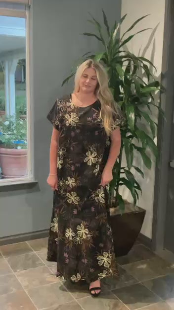 Black & Gold Cotton Fishtail Dress