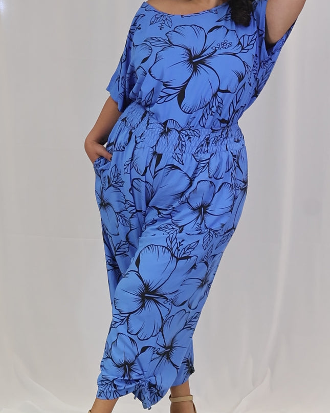 Blue Hibiscus Two-Piece Set