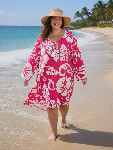 Tropical Breeze Rayon Kaftan - Plus Size Beach Dress